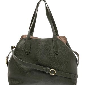 Cuyana Zip-top Satchel Olive Green Leather Tote Bag
